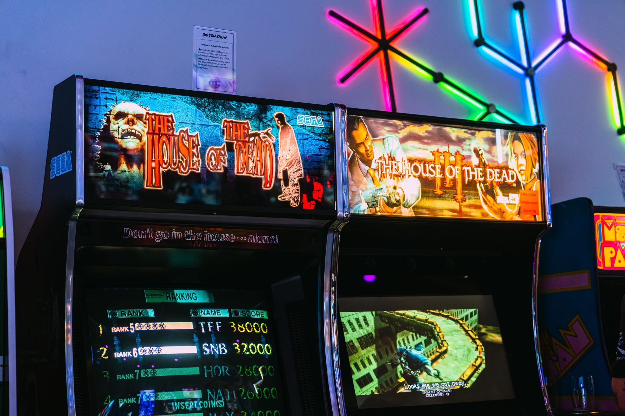 Neon-lit atmosphere and retro gaming decor at Super Rad Retro Lounge