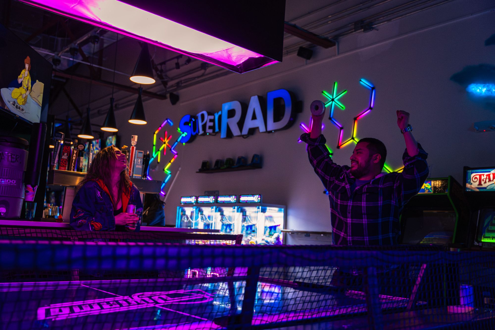 Arcade game controls at Super Rad Retro Lounge barcade